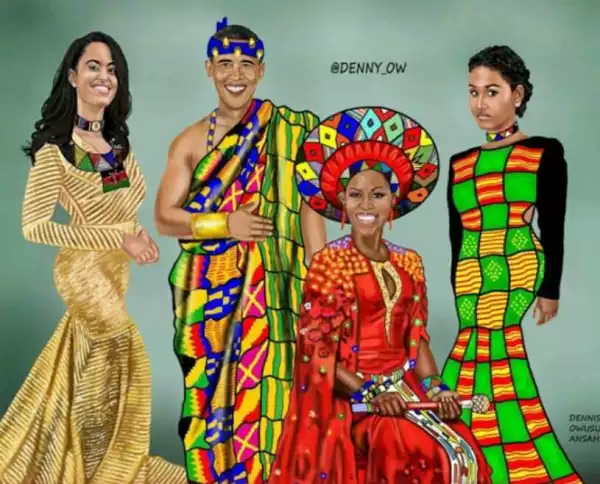 Nigerian Artiste Depicts Barack Obama & His Lovely Family As Africans (Pic)